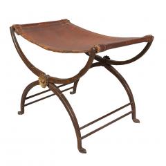 Spanish Wrought Iron and Leather Bench - 3740732