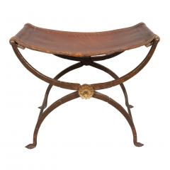 Spanish Wrought Iron and Leather Bench - 3740733