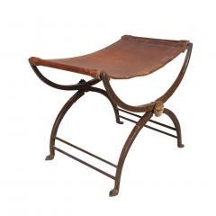Spanish Wrought Iron and Leather Bench - 3740734