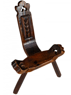 Spanish carved wood mid century saddle birthing chair - 2688153