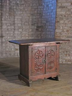 Spanish late 17th Century Chip Carved Cabinet and Table - 1021859