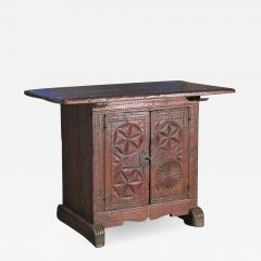 Spanish late 17th Century Chip Carved Cabinet and Table - 1023332