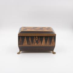 Specimen Wood Tea Caddy with Perspective Cube and Vandyke Parquetry - 4618370