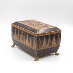 Specimen Wood Tea Caddy with Perspective Cube and Vandyke Parquetry - 4618371