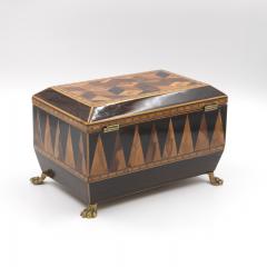 Specimen Wood Tea Caddy with Perspective Cube and Vandyke Parquetry - 4618373