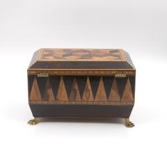 Specimen Wood Tea Caddy with Perspective Cube and Vandyke Parquetry - 4618374