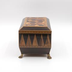 Specimen Wood Tea Caddy with Perspective Cube and Vandyke Parquetry - 4618376