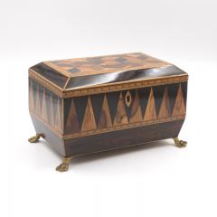 Specimen Wood Tea Caddy with Perspective Cube and Vandyke Parquetry - 4618378