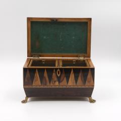 Specimen Wood Tea Caddy with Perspective Cube and Vandyke Parquetry - 4618379