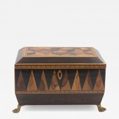 Specimen Wood Tea Caddy with Perspective Cube and Vandyke Parquetry - 4618640
