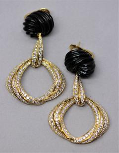 Spectacular Black Jade and Diamond Earrings by Robert Wander - 1618947