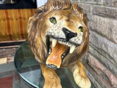 Spectacular Huge Italian Terra Cotta Glazed Roaring Lion Mid century Modern - 4513317