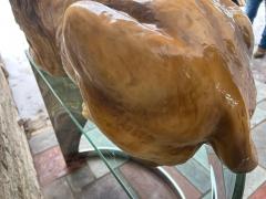 Spectacular Huge Italian Terra Cotta Glazed Roaring Lion Mid century Modern - 4513332