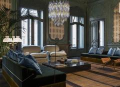 Spectacular Mid Century Grey and Amber Poliedri Chandelier 1960 - 3346242