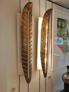 Spectacular Pair of Murano Glass Gold Leaves Wall Sconces - 1062795