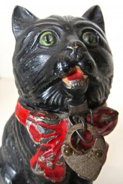 Spelter Still Bank Seated Cat With A Bow German Circa 1920 - 563407