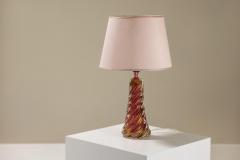 Spiral Shaped Table Lamp in Pink Colored Murano Glass Italy 1950s - 3642959