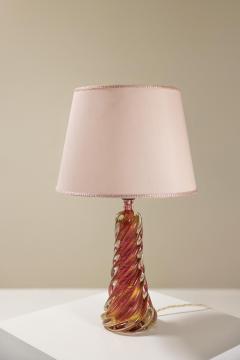 Spiral Shaped Table Lamp in Pink Colored Murano Glass Italy 1950s - 3642962