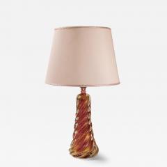 Spiral Shaped Table Lamp in Pink Colored Murano Glass Italy 1950s - 3661738