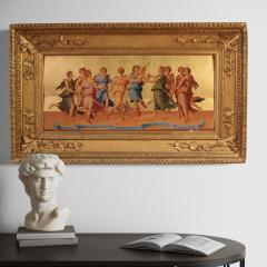 Splendid 19th century panel painting Apollo dancing with the Muses - 3920489