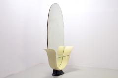 Splendid oval mirror made of polished wood mirror and glass shelve - 2728270