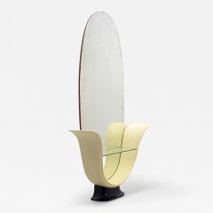 Splendid oval mirror made of polished wood mirror and glass shelve - 2730089