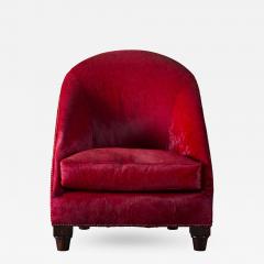 Spoonback Armchair in Red Cowhide Upholstery - 407005