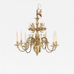 Spun Brass Eight Arm Two Tone Reflector Chandelier - 3702437