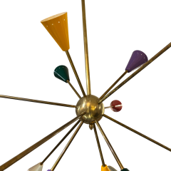 Sputnik Chandelier Coloured Brass Spotlights 1970s - 4004499