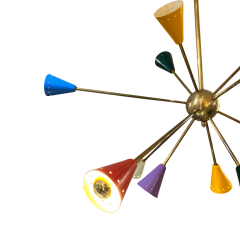 Sputnik Chandelier Coloured Brass Spotlights 1970s - 4004536