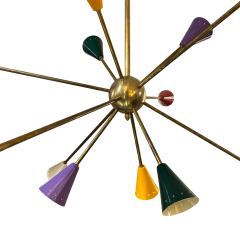 Sputnik Chandelier Coloured Brass Spotlights 1970s - 4004540