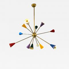 Sputnik Chandelier Coloured Brass Spotlights 1970s - 4004969