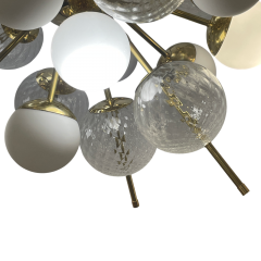 Sputnik Chandelier with White and Clear Murano Glass Bubbles - 3981217