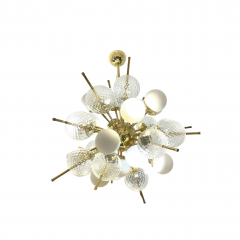 Sputnik Chandelier with White and Clear Murano Glass Bubbles - 3981223