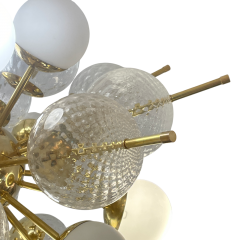 Sputnik Chandelier with White and Clear Murano Glass Bubbles - 3981226