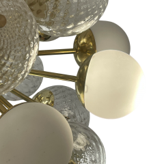 Sputnik Chandelier with White and Clear Murano Glass Bubbles - 3981231