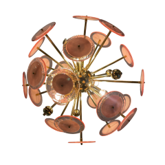 Sputnik Pink Murano Glass Disc Chandelier - 3981212