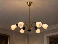 Sputnik Style Chandelier Brass Enameled Metal Glass Germany 1960s - 4763036
