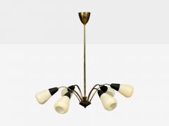 Sputnik Style Chandelier Brass Enameled Metal Glass Germany 1960s - 4763037