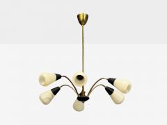 Sputnik Style Chandelier Brass Enameled Metal Glass Germany 1960s - 4763038