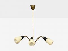 Sputnik Style Chandelier Brass Enameled Metal Glass Germany 1960s - 4763039