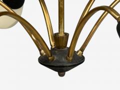 Sputnik Style Chandelier Brass Enameled Metal Glass Germany 1960s - 4763042