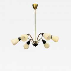 Sputnik Style Chandelier Brass Enameled Metal Glass Germany 1960s - 4764917