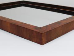 Square Biedermeier Antique 19th Century Walnut Wall Mirror Vienna 1850s - 4641877