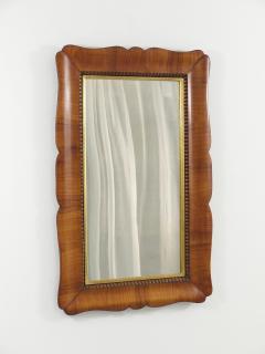 Square Biedermeier Carved Scalloped Cherry Gilt Wood Wall Mirror Vienna 1850s - 4588870