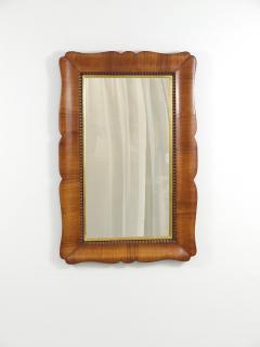 Square Biedermeier Carved Scalloped Cherry Gilt Wood Wall Mirror Vienna 1850s - 4588876