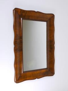 Square Biedermeier Carved Scalloped Walnut Wall Mirror Vienna ca 1850 - 4298739
