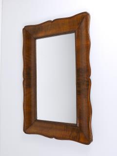 Square Biedermeier Carved Scalloped Walnut Wall Mirror Vienna ca 1850 - 4298760