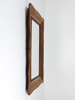 Square Biedermeier Carved Scalloped Walnut Wall Mirror Vienna ca 1850 - 4298762