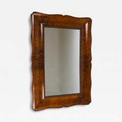 Square Biedermeier Carved Scalloped Walnut Wall Mirror Vienna ca 1850 - 4306175